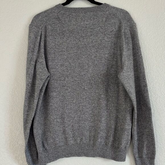 Nordstrom Men's Shop Grey Cotton & Cashmere V-Neck Sweater, Size Medium - Picture 2 of 8